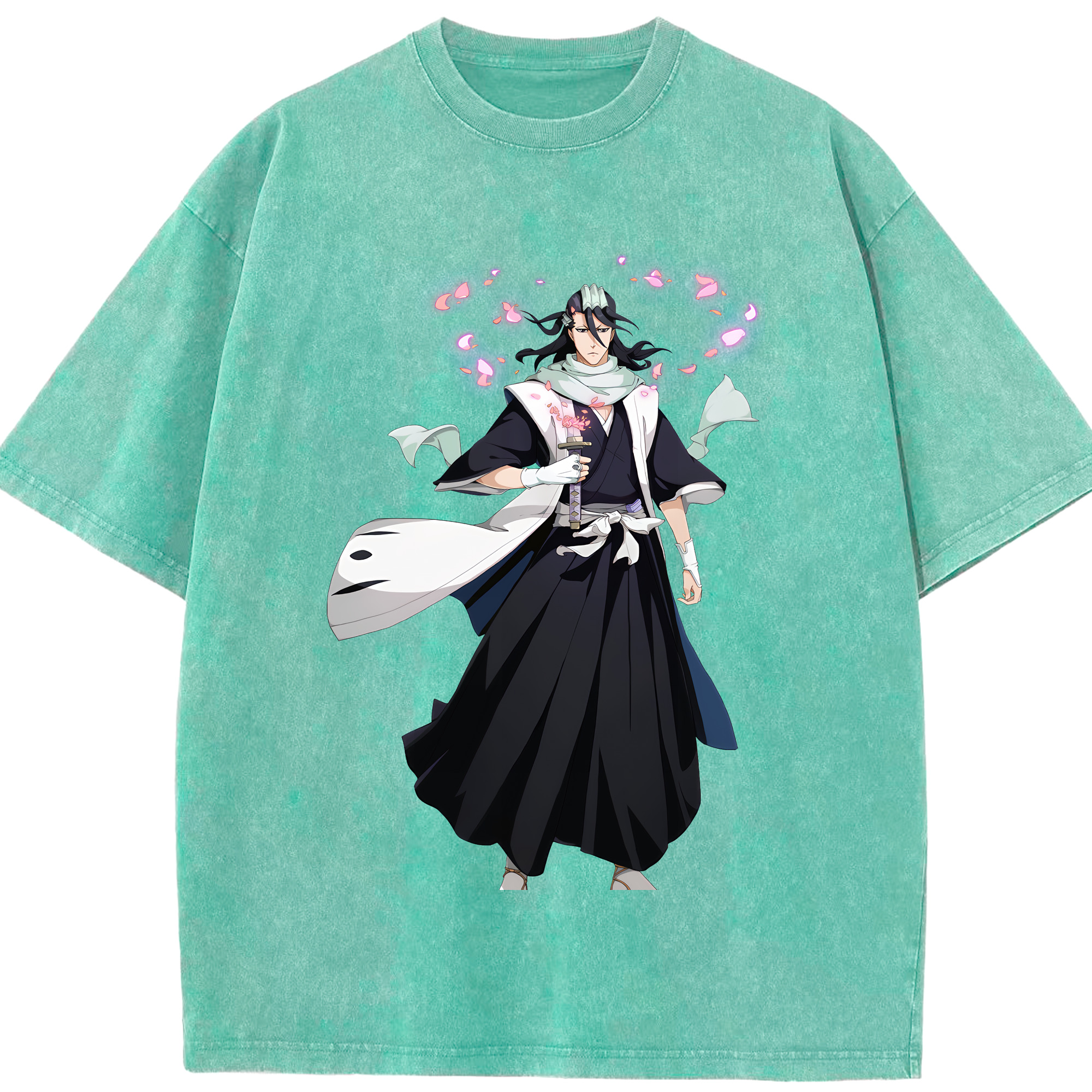 （画像用） ブリーチ くちき びゃくや BLEACH Kuchiki Byakuya 綿100% ヴィンテージ風 半袖Tシャツ（フロントプリント）